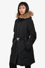 Moncler Black 'Chataignier' Fur-Trimmed Down Coat with Belt + Zip In Vest Size 4