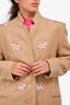Vilshenko Beige Wool/Camel Floral Embroidered Coat Size 14