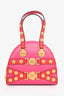 Versace Pink/Red Leather Tribute Medallion Bag with Strap