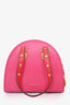 Versace Pink/Red Leather Tribute Medallion Bag with Strap