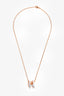 Hermès Rose Gold Toned/Baby Blue Enamel H Pop Necklace