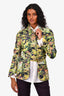 Kenzo Neon Green/Purple Printed Jacket with Belt Size 40
