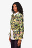 Kenzo Neon Green/Purple Printed Jacket with Belt Size 40