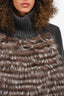 Weekend Max Mara Grey Wool Knit Poncho with Fox/Lamb Fur Est. Size S/M