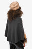 Weekend Max Mara Grey Wool Knit Poncho with Fox/Lamb Fur Est. Size S/M