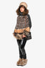 Weekend Max Mara Grey Wool Knit Poncho with Fox/Lamb Fur Est. Size S/M