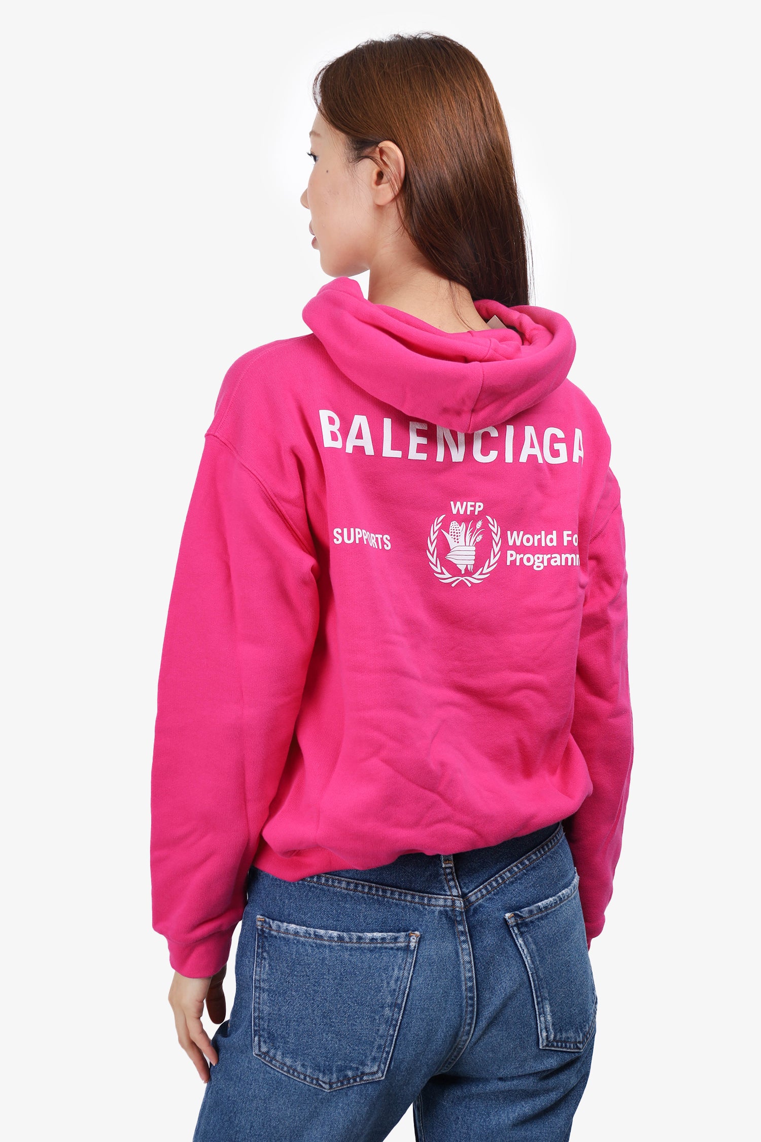 Balenciaga Pink 'World Food Program' Print Hoodie Size L – Mine
