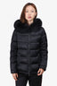 Prada Black Nylon Down/Fox Fur Quilted Puffer Jacket Size 42