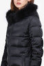 Prada Black Nylon Down/Fox Fur Quilted Puffer Jacket Size 42