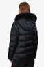 Prada Black Nylon Down/Fox Fur Quilted Puffer Jacket Size 42