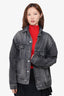 Balenciaga Grey Denim Logo Back Jacket Size 34