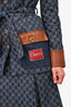 Gucci 2021 Denim Monogram/Brown Leather Belted Jacket + Skirt Set Size 38