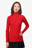 Louis Vuitton Red Cashmere Rib Knit Long-Sleeve Size Small