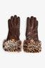 Blumarine Brown Leather/Fur Gloves