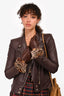 Blumarine Brown Leather/Fur Gloves