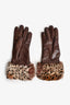 Blumarine Brown Leather/Fur Gloves