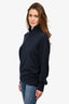 Loro Piana Navy Cashmere/Silk Ribbed V Neck Sweater Size 54 Mens