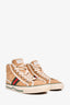 Gucci Beige Suede Leather Shearling Lined GG Supreme Mid Top Sneakers Size 38