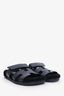Hermès Black Leather Shearling Chypre Sandals Size 38