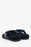 Hermès Black Leather Shearling Chypre Sandals Size 38