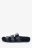 Hermès Black Leather Shearling Chypre Sandals Size 38