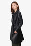 The Row Black Leather Belted Coat Size 8