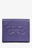 Salvatore Ferragamo Purple Grained Leather Compact Wallet