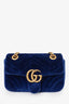 Gucci Navy Matelasse Velvet Mini GG Marmont Shoulder Bag
