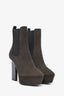 Saint Laurent Dark Green Suede Platform 'Soho' Heeled Boots Size 37