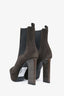 Saint Laurent Dark Green Suede Platform 'Soho' Heeled Boots Size 37
