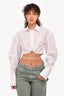Jacquemus White Cotton Poplin 'Le Raphia' Drop Shoulder Twisted Button-Up Cropped Shirt Size 36