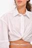 Jacquemus White Cotton Poplin 'Le Raphia' Drop Shoulder Twisted Button-Up Cropped Shirt Size 36