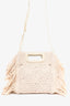 Maje Cream Canvas Fringe Bag