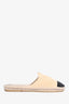 Pre-Loved Chanel™ Beige/Black CC Slip-On Espadrilles Size 38 (As Is)
