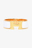 Hermès Gold Toned White Enamel Clic Clac Bracelet Size M