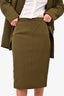 Obakki Army Green Oversized Blazer (Size S) + Pencil Skirt (Size 4) Set