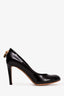 Louis Vuitton Black Patent Leather Padlock Embellished Heels Size 35