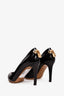 Louis Vuitton Black Patent Leather Padlock Embellished Heels Size 35