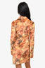 Nanushka Orange Yellow Velvet Tie Dye Patterned Button Up Shirt Dress Size S