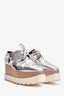 Stella McCartney Silver Metallic Leather Platform Sneakers Size 37