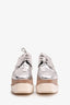 Stella McCartney Silver Metallic Leather Platform Sneakers Size 37