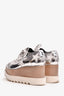 Stella McCartney Silver Metallic Leather Platform Sneakers Size 37