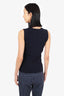 Akris Navy Ribbed Sleeveless V-Neck Size S