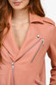 Theory Salmon Pink Leather Moto Jacket Size P