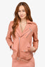 Theory Salmon Pink Leather Moto Jacket Size P