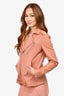 Theory Salmon Pink Leather Moto Jacket Size P