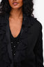 St.John Black Ruffle Detail Top Size 10