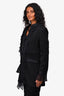 St.John Black Ruffle Detail Top Size 10