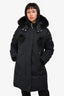Moose Knuckles Black Down 'Stirling' Coat with Fur Hood Size L