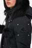 Moose Knuckles Black Down 'Stirling' Coat with Fur Hood Size L